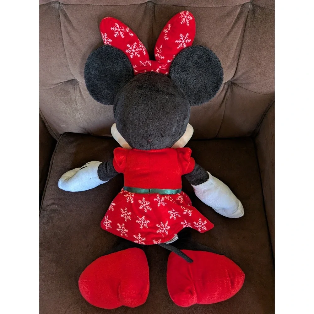 Disney Minnie‎ Mouse Holiday Plush Snowflake Red Dress Christmas Stuffed Animal